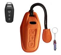 Ysbxitu Auto Schlüsselgehäuse Hülle aus Wildleder Passt für Audi A5 Avant S5 A6 S6 Q5 SQ5 Q6 SQ6 Sportback e-tron SUV E-Hybrid 2025-UP- Car Key Cover | Elegant & leicht B orange
