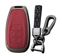 Ysbxitu Schlüsselhülle mit Schlüsselanhänger kompatibel mit Subaru Forester Retro Legacy Impreza WRX XV BRZ Levorg Outback Ascent CrossTrek Schlüsseletui Leder 3 Tasten-Rot