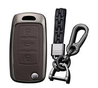 Ysbxitu Schlüsselhülle mit Schlüsselanhänger kompatibel mit VW Golf 4/5/6 Polo Tiguan Passat EOS Caddy Touran MK6 Skoda Yeti Fabia Citigo Seat Ibiza Leon Octavia Schlüsseletui Leder A Braun