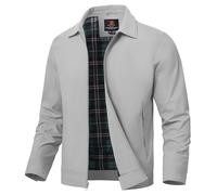 YSENTO Herren Jacke Bomberjacke Sommer Leichte Übergangsjacke Fliegerjacke Windbreaker Blouson Jacke(Hellgrau,2XL)