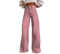 YSFWL Baggy Jeans Damen,Weites Bein Jeanshosen Mädchen Pants Dark Wash Vintage Denimjeans Boyfriend Schlaghose Hüftjeans Bequeme Freizeithose Große Größen Halarajeans Y2k Clothes(Rosa,M)