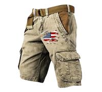 YSFWL Cargo Short Herren Sommer Kurze Hose mit Taschen Baggy Jogginghose Outdoor Wanderhose Klassisch Cargohosen Stretch Arbeitshose Bequeme Freizeithosen Bermudashort Urlaub Strandhose(#A Khaki,XL)