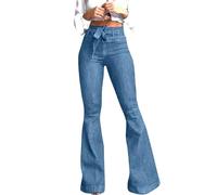 YSFWL Schlaghose Damen Jeans,Hohe Taille Jeans Weites Bein Ausgestelltjeans Dark Wash Denimjean Stretch SkinnyJeans Bequeme Pants Reißverschluss Bootcut Jeans Gesäßstraffung Hosen(#A Light Blue,XL)