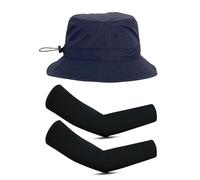 YSJCHEBS 1 Einfarbiger Sonnenhut, 1 Paar Ärmel, Sommersonnenhut, Schnell Trocknender Fischerhut, Jagdhut, Atmungsaktiver Und Bequemer Sonnenhut, Geeignet Zum Angeln, Sport, Bergsteigen