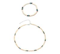 YSJCHEBS 1 Perlenkette Und 1 Perlenarmband, Boho-Schmuck, Holzperlen-Farbblockschmuck, Modischer Vintage-Schmuck, Strandschmuck