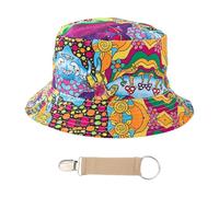 YSJCHEBS 1 Stück Bunt Bedruckter Eimerhut, 1 Stück Hutclip, Reversibler Sonnenhut, Atmungsaktiver Und Bequemer Sonnenhut, Graffiti-Sonnenhut, Party-Dekorationshut