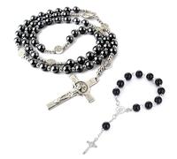 YSJCHEBS 1 Stück Kreuzkette, 1 Stück Kreuzarmband, Rosenkranzkette, Rosenkranzkette Für Männer, Autorosenkranz, Personalisierter Rosenkranz, Katholische Halskette