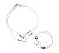 YSJCHEBS 1 Stück Liebesperlenarmband Und 1 Stück Herzperlenkette, Elastischer Schmuck, Modischer Vintage-Schmuck, Boho-Schmuck