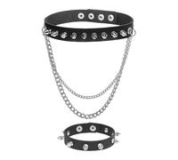 YSJCHEBS 1 Stück Nietenhalskette, 1 Stück Nietenarmband, Damen-Nietenschmuck, Personalisierte Kettenanhänger-Halskette, Gothic-Schmuck, Punk-Accessoires