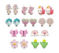 YSJCHEBS 10 Paar Kinder -Prise -Ohrringe, Süße Ohrringe, Cartoonohrringe, Mädchen -Dressingschmuck, Kleidungszubehör