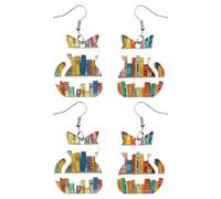 YSJCHEBS 2 Paar Buchkatzenohrringe, Personalisierte Anhängerohrringe, Damenmodeohrringe, Acrylkatzendekorationen, Lustige Ohrringe, Schmuck