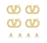 YSJCHEBS 2 Paar Geometrische Buchstabenohrringe, 2 Paar Frisbee-Ohrringe, Goldene Buchstabenohrringe, Buchstabenohrringe, Quadratische Ohrringe, Modeschmuck, Damenohrringe