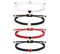 YSJCHEBS 2 Paar Liebesarmbänder, Handgewebte Armbänder, Paararmbänder, Verstellbare Armbänder, Einfache Armbänder, Geschenkarmbänder