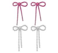 YSJCHEBS 2 Paar Schleifen-Quasten-Ohrringe, Elee Ohrringe Für Damen, Einfache Modische Ohrringe, Diamant-Ohrringe, Anhänger-Schmuck, Bekleidungszubehör