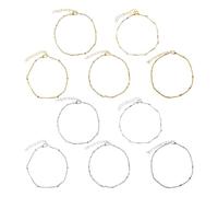 YSJCHEBS 2 Sätze 5-Lagiger Gestapelter Fußkettchen, Fußkettchen Im Bohemian-Stil, Fußkettchen Aus Metall, Einfache Fußkettchen, Modische Fußkettchen, Verstellbare Fußkettchen