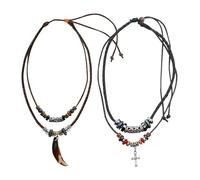 YSJCHEBS 2 Stück Doppelt Geflochtene Perlenkette, Vintage-Statement-Halskette, Herrenhalskette, Halskette Im Bohemian-Stil