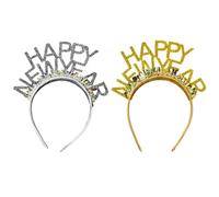 YSJCHEBS 2 Stück „Frohes Neues Jahr“-Stirnbänder, Stirnband-Dekoration Für Frauen, Modische Stirnbänder Mit Schriftzug, Neujahrs-Accessoires, Neujahrs-Party-Stirnbänder, Frisur-Dekoration