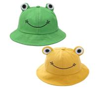 YSJCHEBS 2 Stück Frosch-Sonnenhüte, Kreative Und Niedliche Fischerhüte, Personalisierte Hüte Für Damen, Modische Weiche Fischerhüte, Interessante Hüte