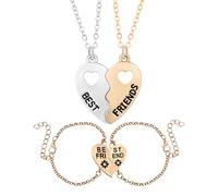 YSJCHEBS 2 Stück Halsketten Und 2 Stück Armbänder, Freundschaftsarmbänder, Liebesstichschmuck, Kreativer Schmuck, Geschenkschmuck