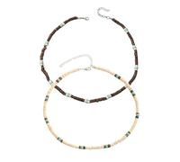 YSJCHEBS 2 Stück Perlenkette, Halskette Im Boho-Stil, Holzperlen-Farbblock-Halskette, Modische Vintage-Halskette, Strand-Halskette, Wasserfester Handgefertigter Schmuck