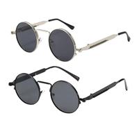 YSJCHEBS 2 Stück Runde Sonnenbrille, Retro-Sonnenbrille, Modische Sonnenbrille, Polarisierte Sonnenbrille Für Herren, Streetstyle-Sonnenbrille, Punk-Sonnenbrille, Party-Sonnenbrille
