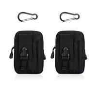 YSJCHEBS 2 Stück Schwarze Taktische Hüfttaschen, 2 Stück Karabiner, Multifunktionale Handytasche, Praktische Oxford-Stofftasche, Outdoor-Sport-Hüfttasche