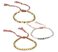 YSJCHEBS 3-Teilige Perlenarmbänder, Geflochtene Armbänder, Quastenarmbänder, Vintage-Armbänder, Boho-Armbänder, Verstellbare Armbänder