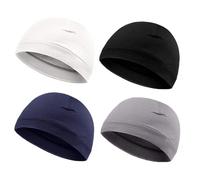 YSJCHEBS 4 Stück Einfarbige Beanie-Mütze, Elastische Outdoor-Sportmütze, Warme Fleece-Mütze, Sport-Mütze, Laufmütze, Warme Radmütze, Atmungsaktive Und Bequeme Skimütze