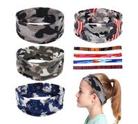 YSJCHEBS 4 Stück Tarn-Stirnbänder Und 4 Stück Dünne Stirnbänder, Sport-Stirnbänder, Elastische Stirnbänder, Weiche, Schweißabsorbierende Stirnbänder, Sportausrüstung