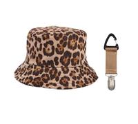 YSJCHEBS Damen-Wende-Eimerhut, Leopardenmuster, Hutclip, Sommer-Damen-Sonnenhut, Faltbarer Festival-Hut
