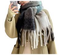 YsRoad Schal Damen Winter - Kuschelig Weich, Kaschmir-Imitat, Einfarbig/Kariert, XXL Deckenschal mit Fransen, 230x35cm,26-schwarz kariert