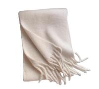 YsRoad Schal Damen Winter - Kuschelig Weich, Kaschmir-Imitat, Einfarbig/Kariert, XXL Deckenschal mit Fransen, 230x35cm,10-weiß