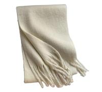 YsRoad Schal Damen Winter - Kuschelig Weich, Kaschmir-Imitat, Einfarbig/Kariert, XXL Deckenschal mit Fransen, 230x35cm,11-cremefarben