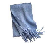 YsRoad Schal Damen Winter - Kuschelig Weich, Kaschmir-Imitat, Einfarbig/Kariert, XXL Deckenschal mit Fransen, 230x35cm,8-blau