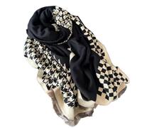 YsRoad Schal Kariert Damen - Weiches Kaschmirimitat Warmer Winter-Schal Kariert XXL Mit Fransen 185x65cm, Rot, Schwarzweiß, Khaki, Schwarzer Kaffee