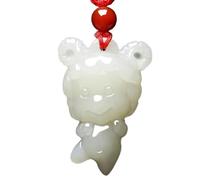 YTBHSHXZ Anhänger-Halskette, Anhänger aus Jade mit chinesischem Tierkreiszeichen, Amulett, weiß, natürlich, Herrenhalskette, geschnitzt, Damen-Jadeit(Sheep)