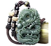 YTBHSHXZ Anhänger-Halskette, Jadeit-Drachenanhänger, handgeschnitzt, Amulett-Halskette for Männer oder Frauen, Jade-Schmuck, handgeschnitztes Amulett for Mann und Frau(D 52 * 32 * 8mm)