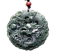 YTBHSHXZ Anhänger-Halskette, Jadeit-Drachenanhänger, handgeschnitzt, Amulett-Halskette for Männer oder Frauen, Jade-Schmuck, handgeschnitztes Amulett for Mann und Frau(E D 47 * 47 * 9mm)