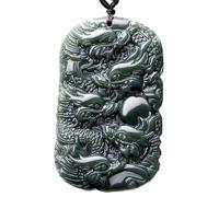 YTBHSHXZ Anhänger-Halskette, Jadeit-Drachenanhänger, handgeschnitzt, Amulett-Halskette for Männer oder Frauen, Jade-Schmuck, handgeschnitztes Amulett for Mann und Frau(A 62 * 37 * 10mm)