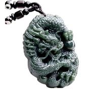 YTBHSHXZ Anhänger-Halskette, Jadeit-Drachenanhänger, handgeschnitzt, Amulett-Halskette for Männer oder Frauen, Jade-Schmuck, handgeschnitztes Amulett for Mann und Frau(B 61 * 43 * 13mm)