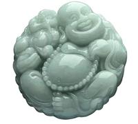 YTBHSHXZ Anhänger-Halskette, Natürlicher Jadeit-Anhänger „Lachender Buddha“ (Maitreya) mit Achatperlen und Lanyard(A)