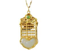 YTBHSHXZ Damen-Halskette mit Abakus-Anhänger, chinesische natürliche Jinxiangyu weiße Jade-Damen-Halskette, One Size, Jade, Kein Edelstein