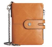 YTBHSHXZ Herren-Geldbörse aus echtem Leder und Münzfach mit Reißverschluss in 14 Kreditkartenfächern, Oranje, Taglia Unica, American