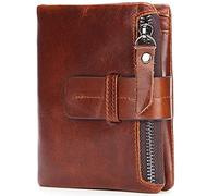 YTBHSHXZ Herren-Geldbörse, blockierend, Kreditkartenhalter, Münzfach, Geldbörse, doppelt gefaltet, schmal, echtes Leder, Bruin, Einheitsgröße, Amerikanisch