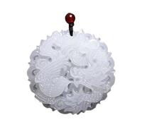 YTDJJWLS Chinesische weiße Jade Drache und Phönix Jade Anhänger doppelseitig hohl geschnitzte Halskette Amulett Stein kein Edelstein