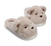 YTGHBIML Niedliche Bären-Hausschuhe, Winter, warm, für Damen und Herren, Flauschige Plüsch-Hausschuhe für drinnen und draußen, rutschfeste Tier-Slip-on-Schlafzimmerschuhe