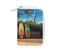 YTLKGFP Kartenetui aus Leder, Kartenetui, Kreditkartenetui, Surf's Up Surfbrett, bedruckt, Reißverschluss, Kartenetui, Halter für Damen und Herren, Surfbrett, 16 x 11,4 cm, modern, Surf's Up