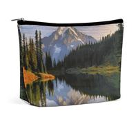 YTLKGFP Mountain Lake Kosmetiktasche für Damen, Geldbörse, PU-Leder, niedliche Make-up-Tasche mit Reißverschluss, wasserdicht, Kulturbeutel, große Kapazität, tragbarer Kosmetik-Organizer