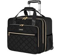 Ytonet Business Trolley Damen, Laptop Trolley, Aktenkoffer mit Rollen | 17,3 Zoll Wasserdicht Business Aktenkoffer Damen mit Rädern, Pilotenkoffer mit Rollen für Reisen, Arbeit, Schule, Schwarz