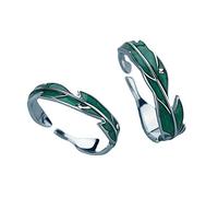 YTtkku 2 Stück Regen Plantain Blatt Paar Offener Personalisierte Männliche Und Weibliche Paar Ringe Geeignet Für Party Geburtstage Blatt Ringe Für Frauen